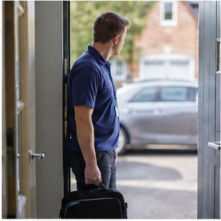 A worker checking an authorised care plan and provider procedure before a task.
